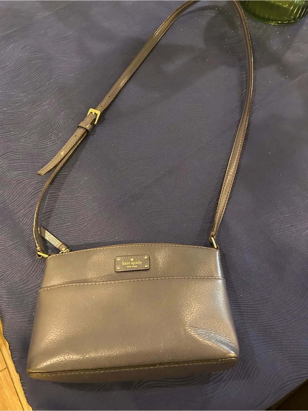 kate spade navy pebble leather crossbody bag with gold hardware